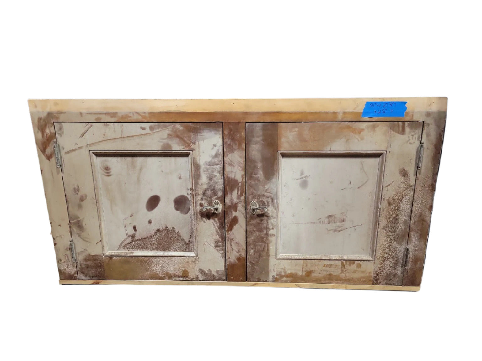 Vintage Wall-Mount Cabinet Front with Panel Doors and Original Latches – 54" x 27 ⅞" x 2 ½"