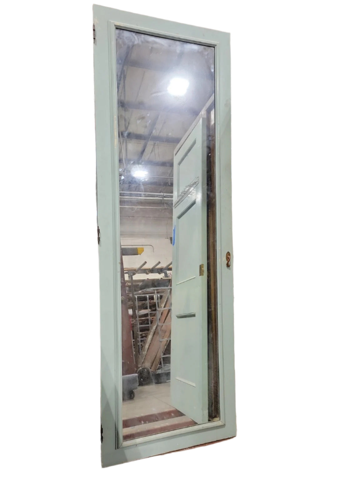 Pair of Pale Green Mirrored Panel Doors – 25 3/8" W x 76" H x 1 3/8" D (each)