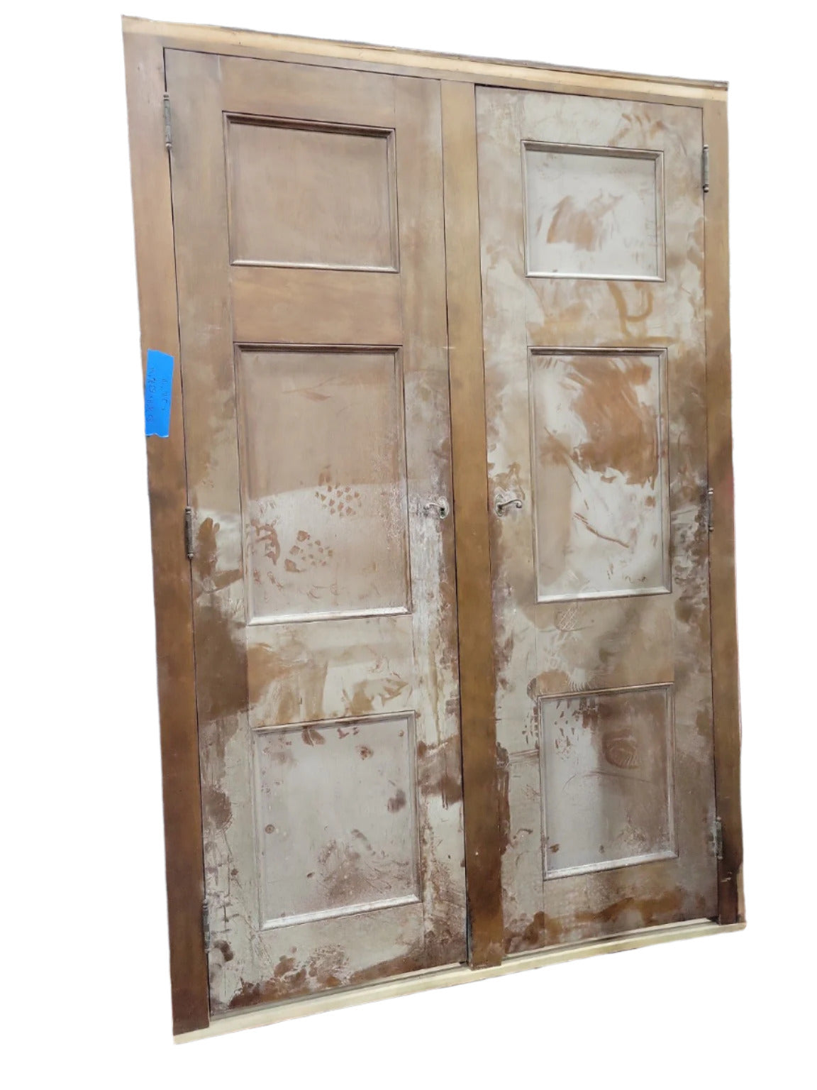 Pair of 3-Panel Wooden Cabinet Doors – 80 ⅞" H x 53 ¾" W x 2 ¼" D (Total Width)