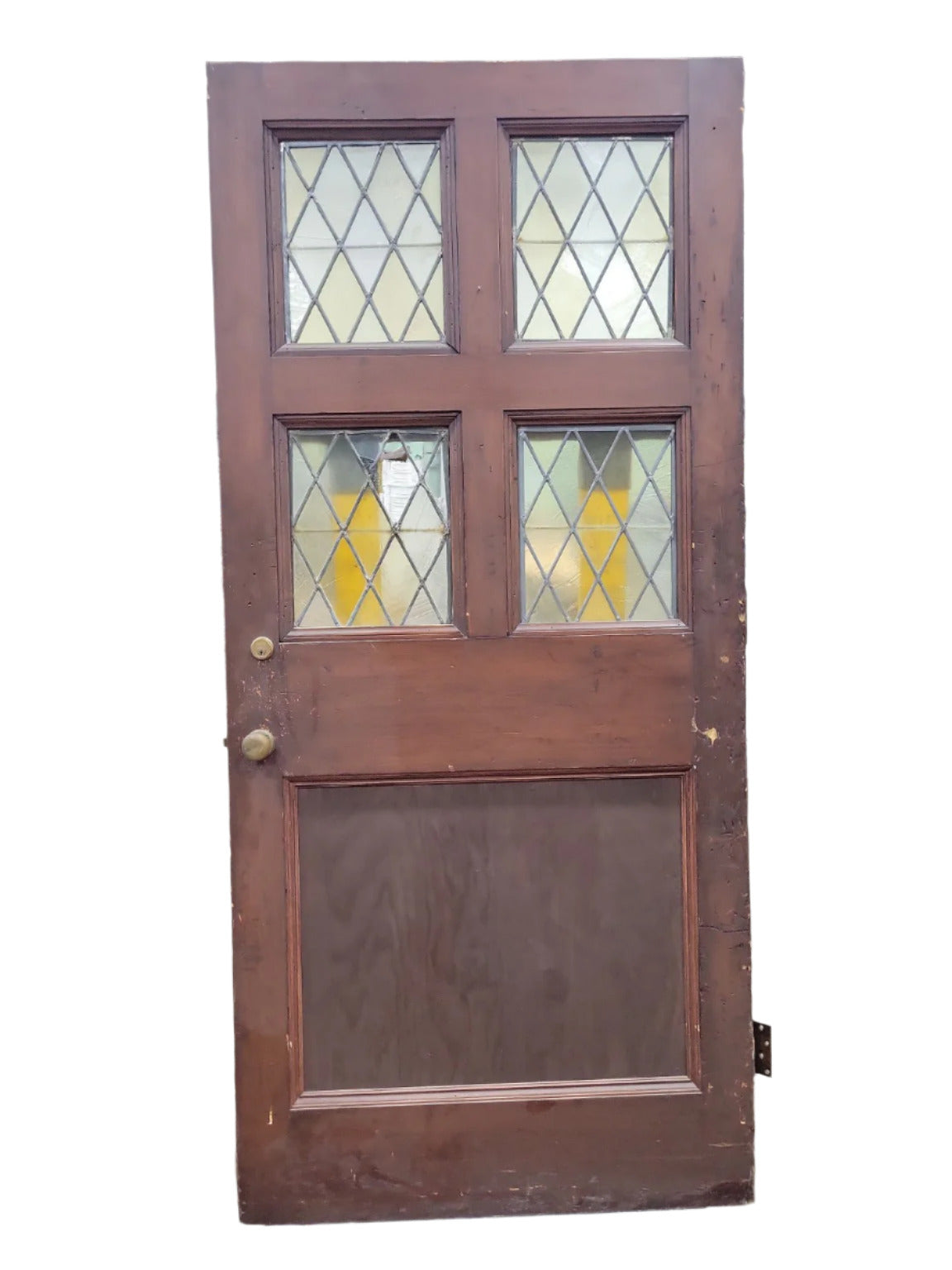 Antique Diamond Leaded Glass Door – 38 ⅝" W x 82 ½" T (NN) AS IS