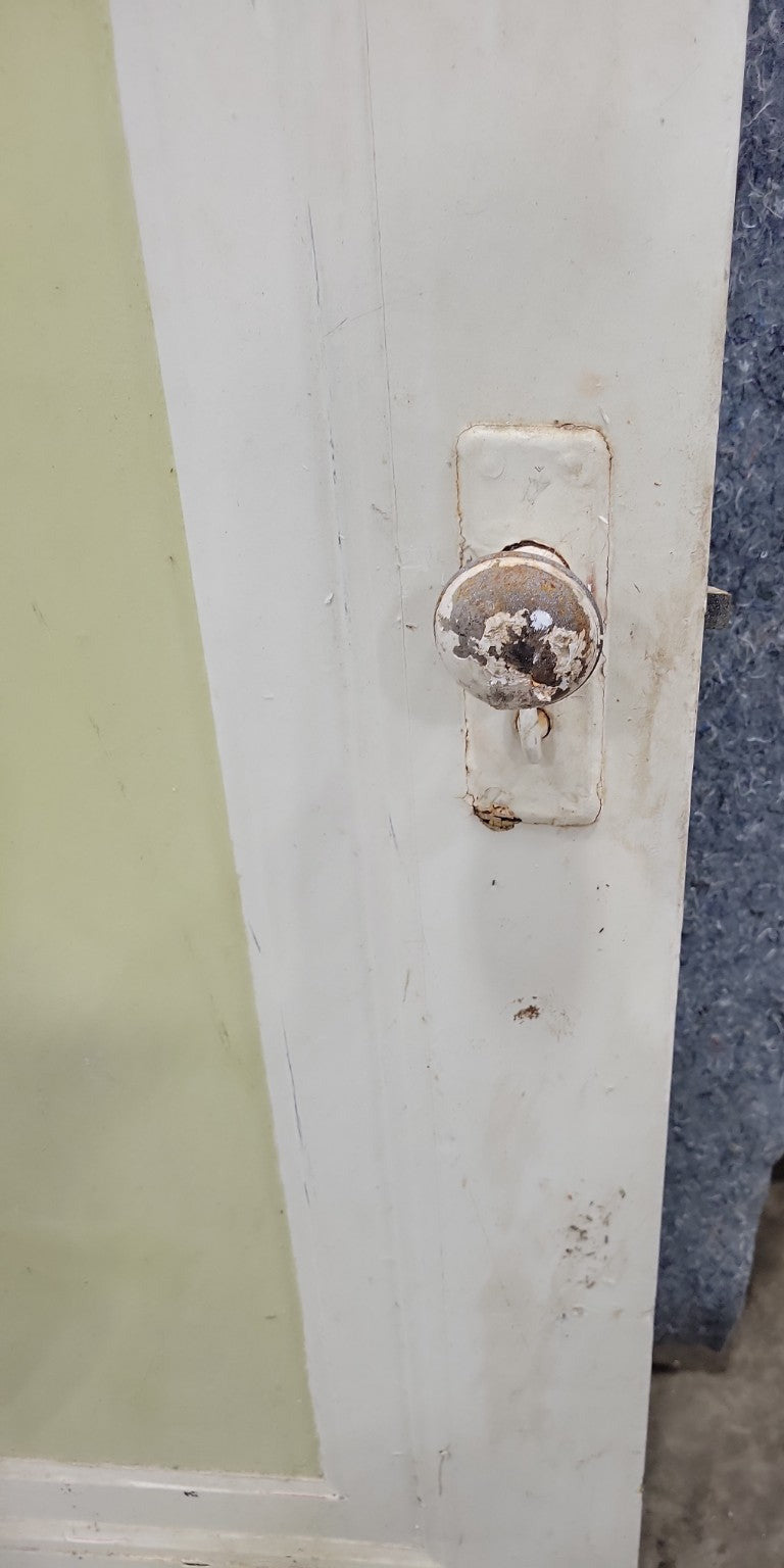 Narrow Single Panel Interior Door with Pale Green Inset
