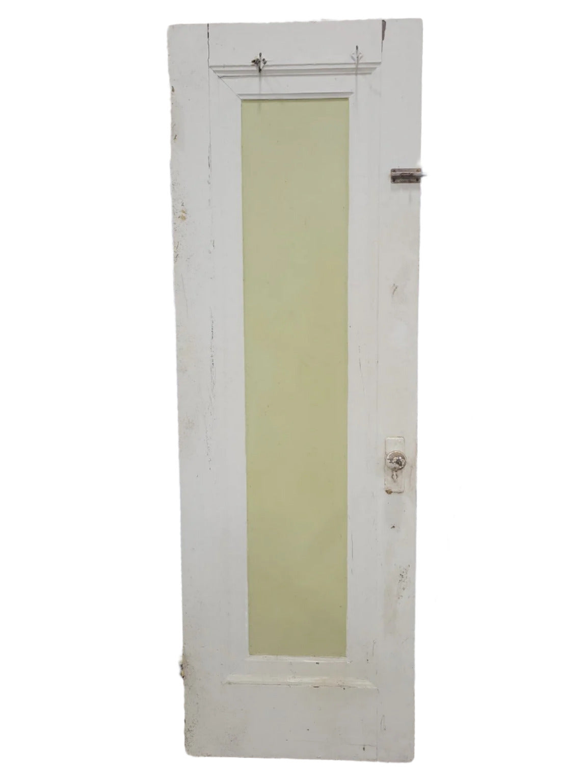 Narrow Single Panel Interior Door with Pale Green Inset