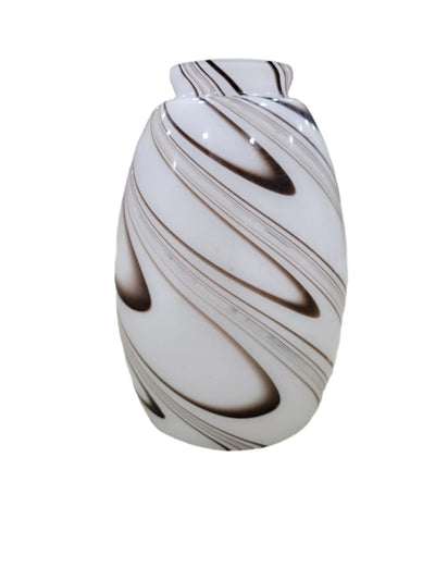 Contemporary Swirled Glass Light Shade – Brown & White Pattern