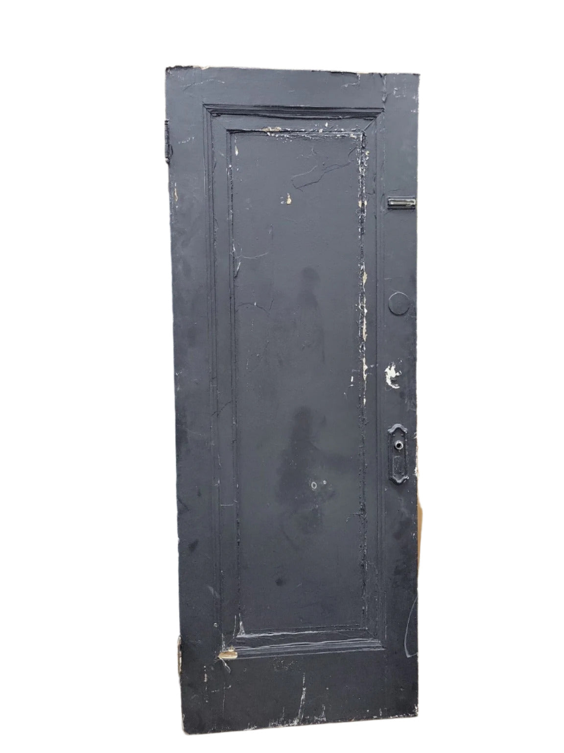 Single-Panel Interior Door – Black & White Finish, Missing Center Molding