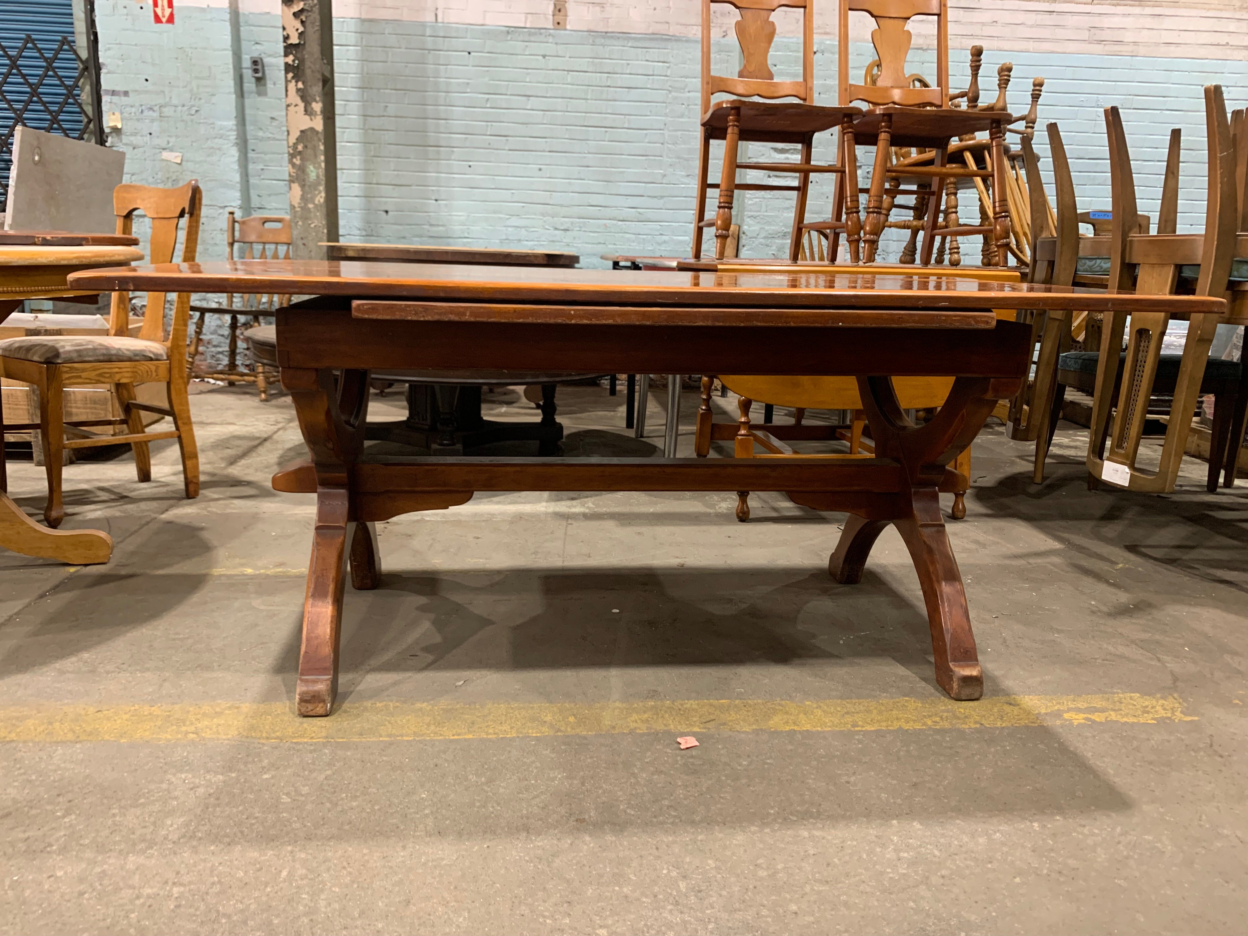 Vintage Cushman Colonial Solid Maple Dining Table – With Leaves (Missing Support Arms)