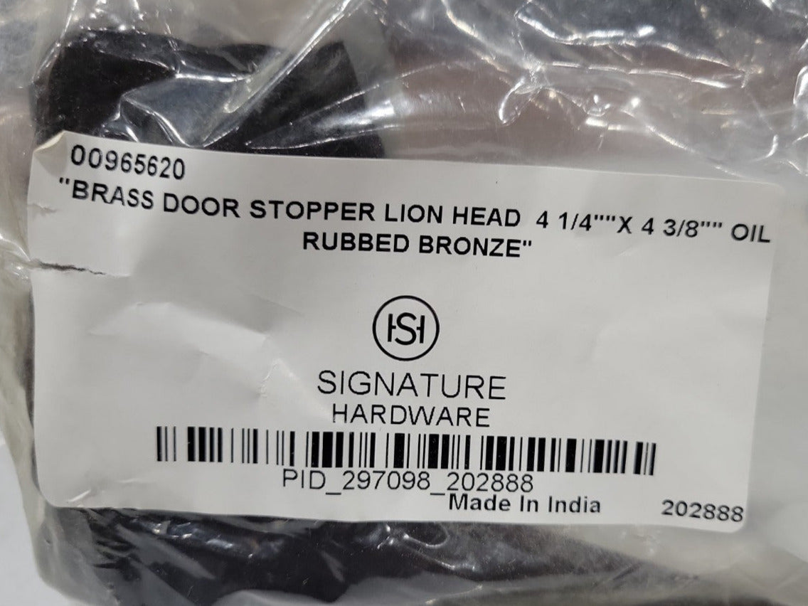 Oil-Rubbed Bronze Lion Head Brass Door Stopper – 4 ¼" x 4 ⅜"