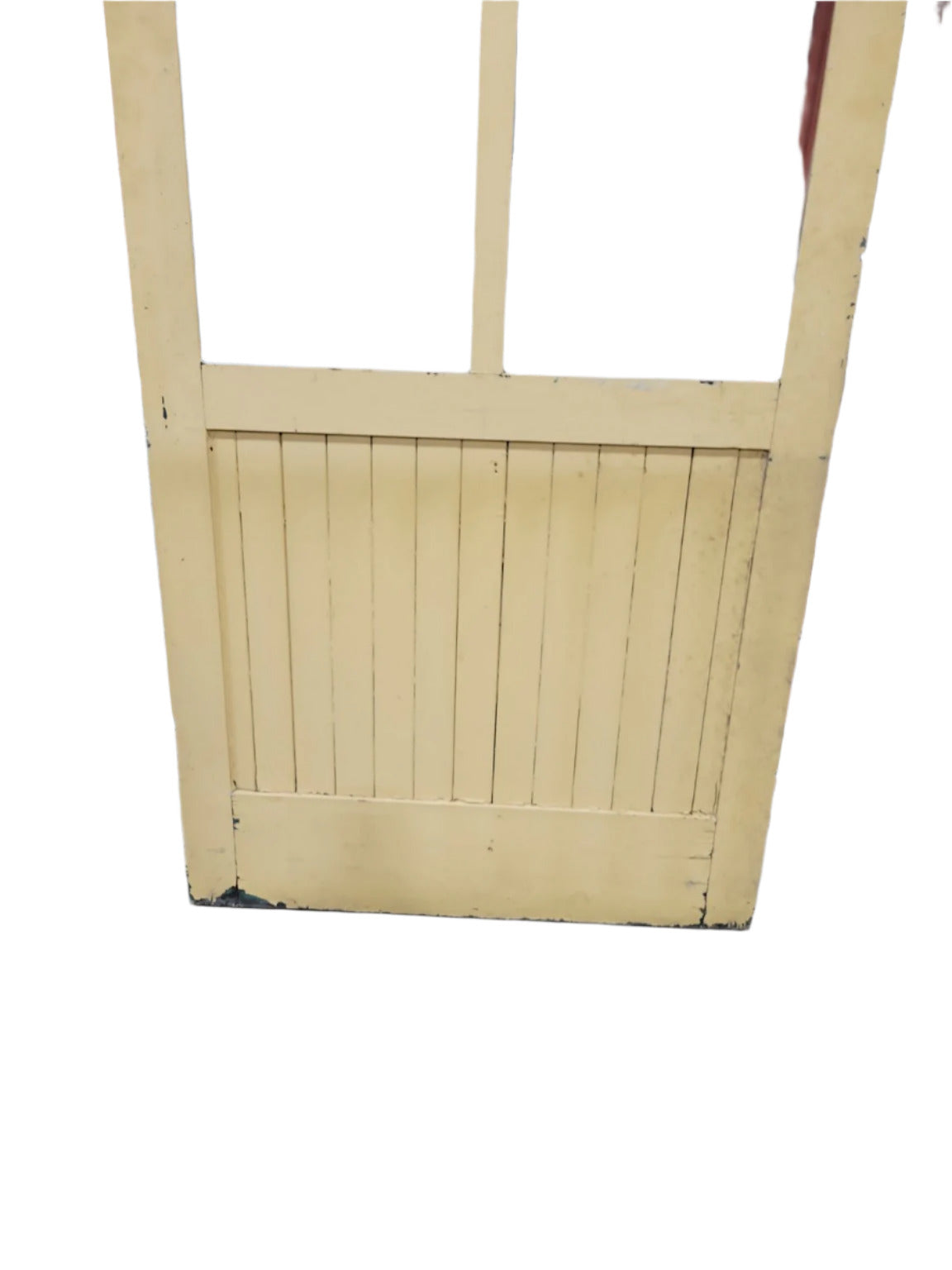 Vintage Factory Wall Partition – 4-Lite Beadboard Panel, Two-Tone Painted