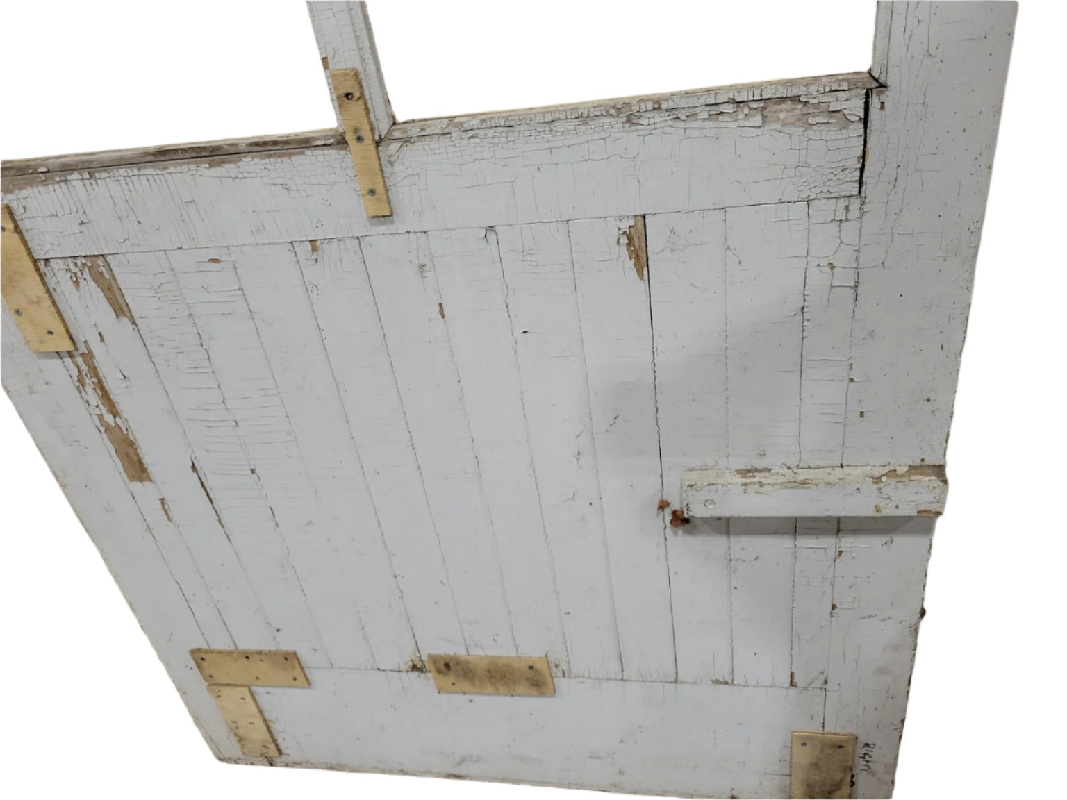 Vintage Factory Wall Partition – 4-Lite Beadboard Panel, Plexiglass Lites, Two-Tone Painted