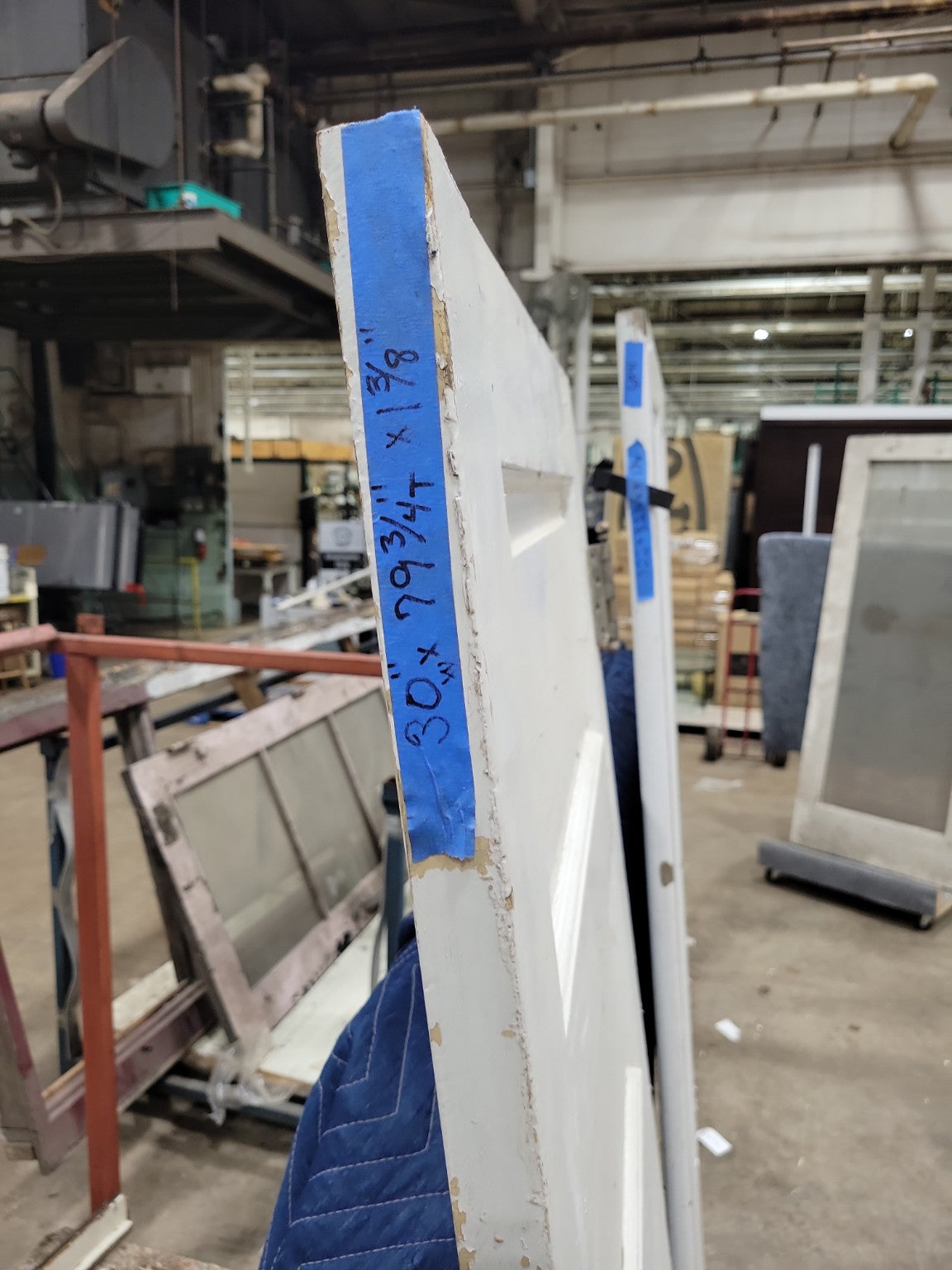 Antique Five Panel Interior Door – White Painted Wood