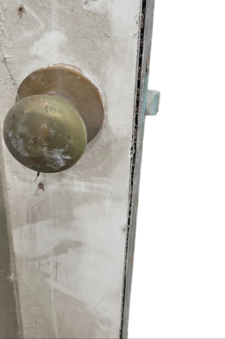 Industrial Glass Panel Door – White Metal Frame with Doorknob