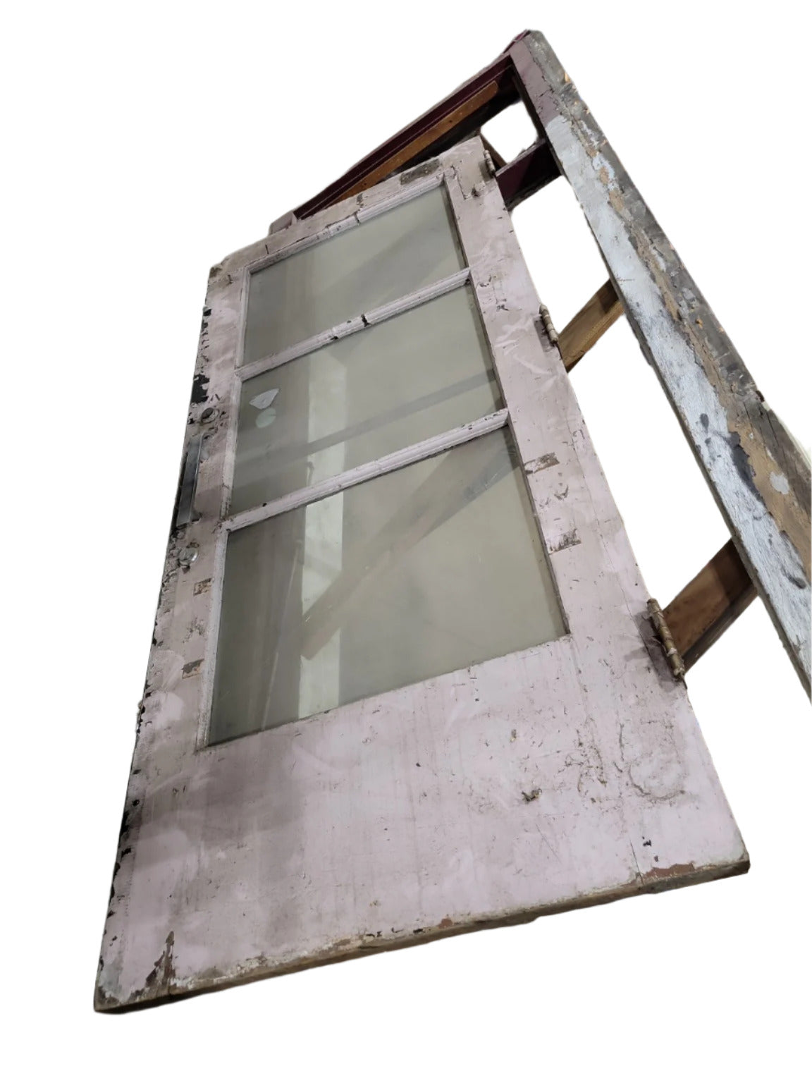 1940s Commercial Glass Entry Door with Frame & Transom – Painted Wood