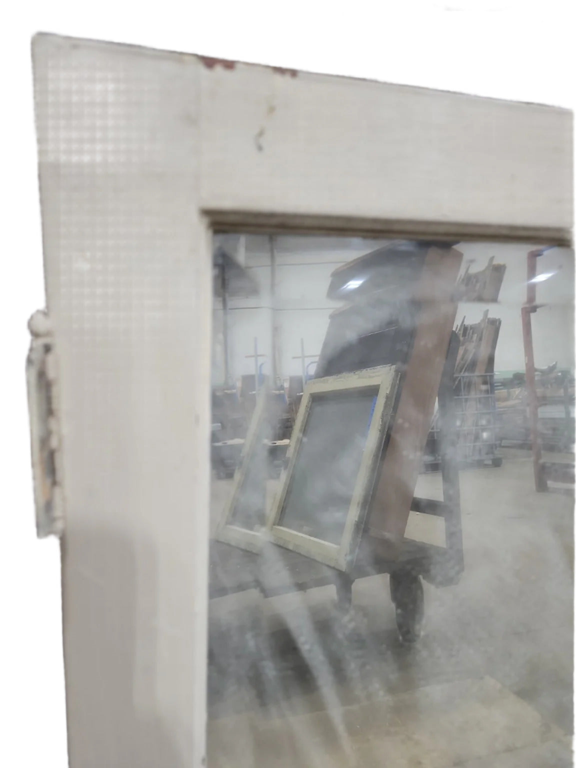 Vintage Cabinet Door with Beveled Mirror and Porcelain Knob