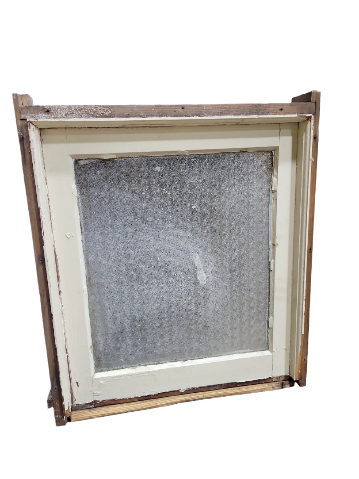 Vintage Privacy Window with Swirl Pattern Glass and Frame