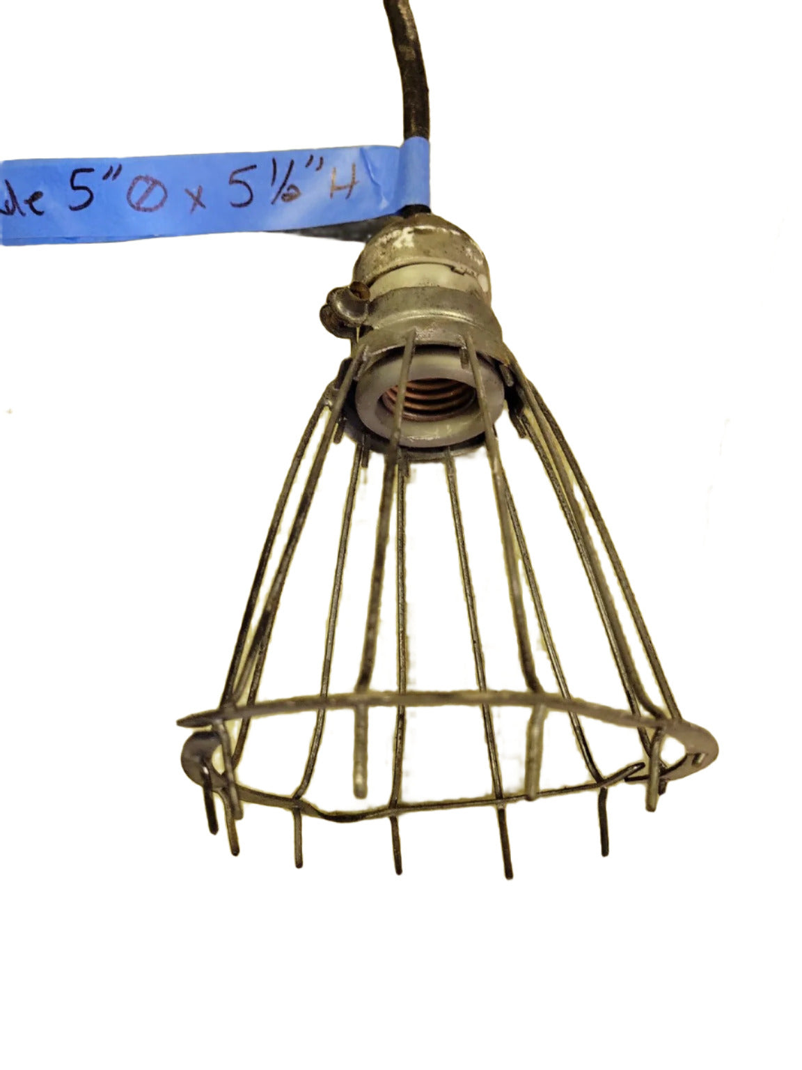 Vintage Industrial Wire Cage Light Fixture