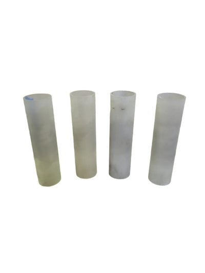 Set of 4 Frosted Glass Cylinder Light Shades – 2" Outer Diameter x 7 ½" Height