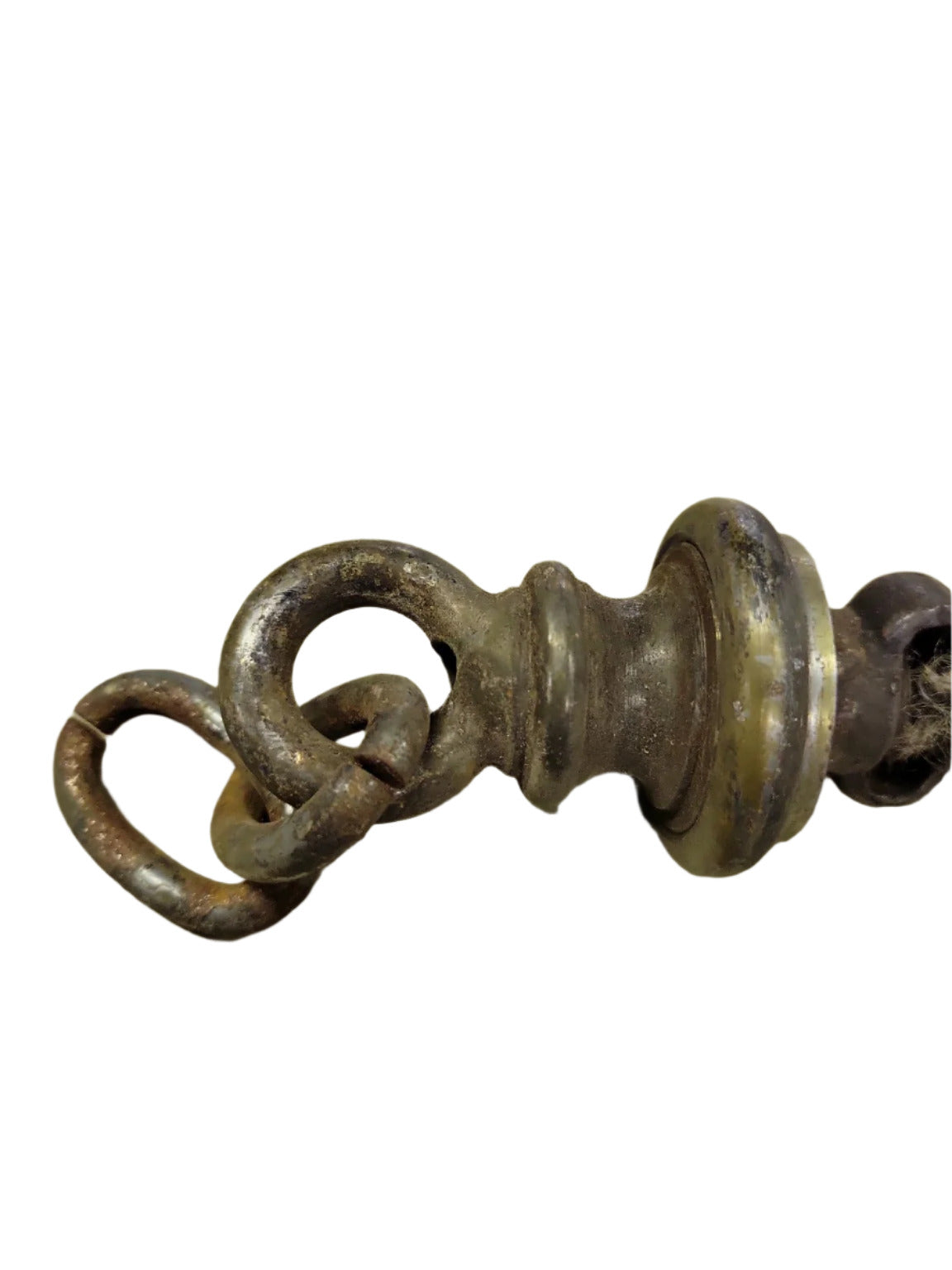 Vintage Brass and Steel Swivel Hook with 58 Nipple Fitting – 9" Length
