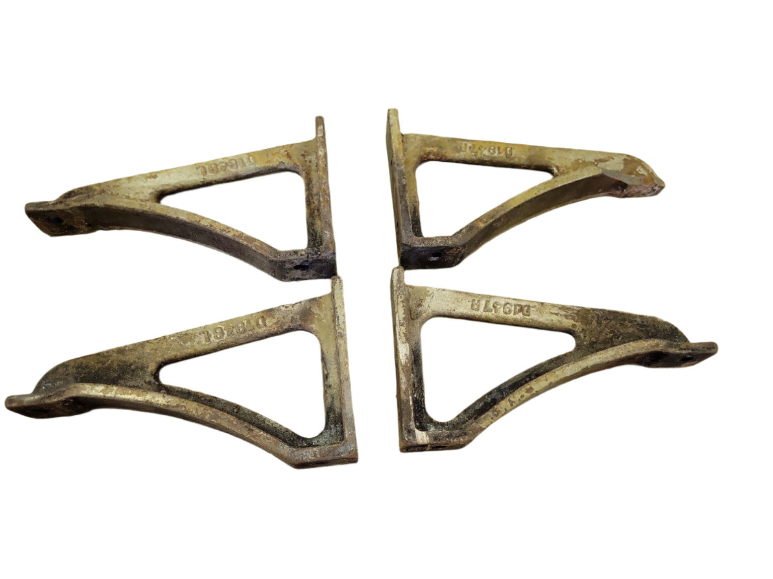 Set of 4 Vintage Cast Metal Angle Brackets – 4" x 1 ¼" x 7" – Model D1957A