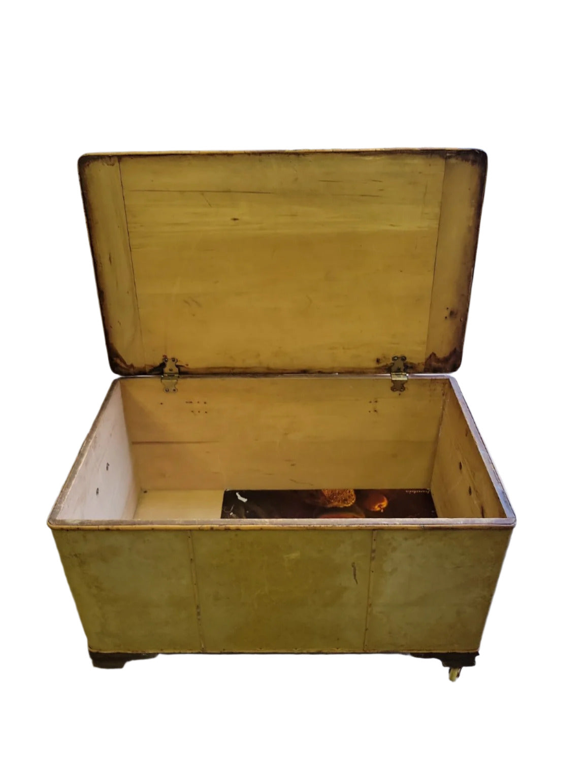 Vintage Upholstered Storage Trunk on Casters – 30 ½" L x 18" W x 17 1/8" H