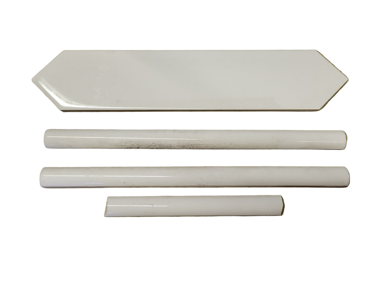 Vintage White Ceramic Trim Tiles – Lot of 14 Pieces