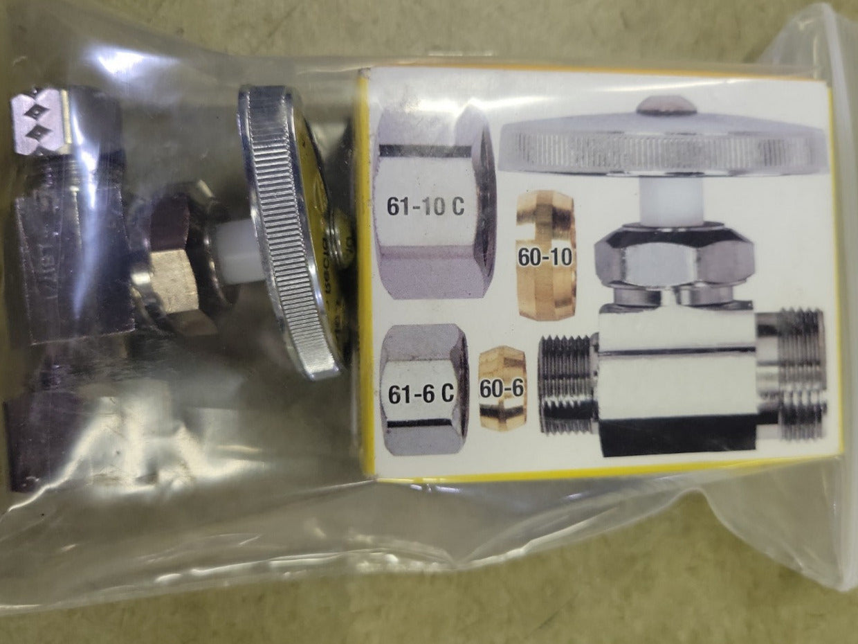 BrassCraft Multi-Turn Straight Valve – 1/2" Nominal x 3/8" OD Compression Outlet