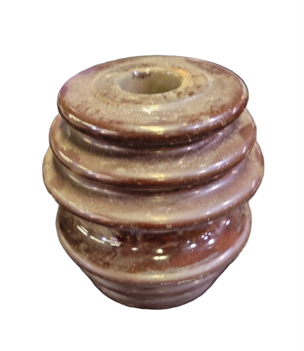 Vintage Brown Porcelain Spool Insulator