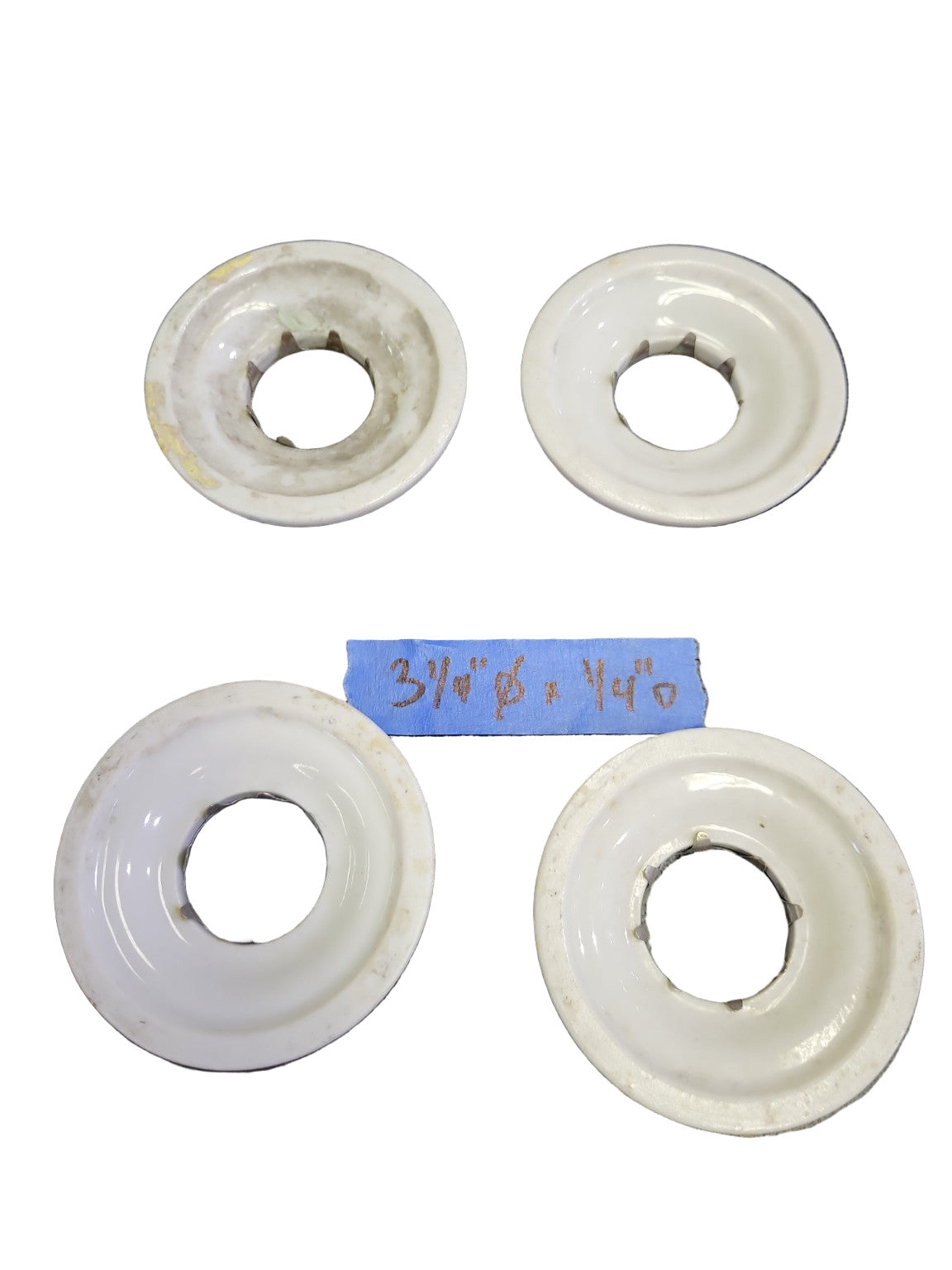 Set of 4 Vintage White Porcelain Escutcheon Plates – 3 1/4" Ø