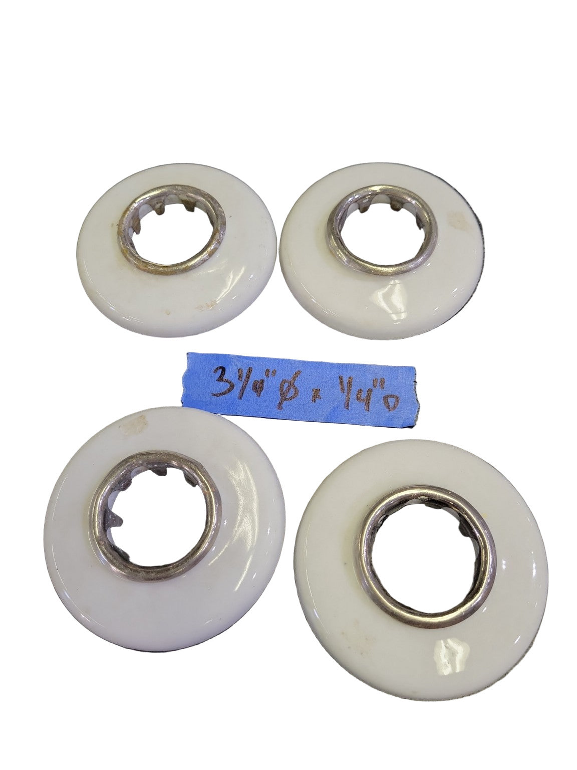 Set of 4 Vintage White Porcelain Escutcheon Plates – 3 1/4" Ø