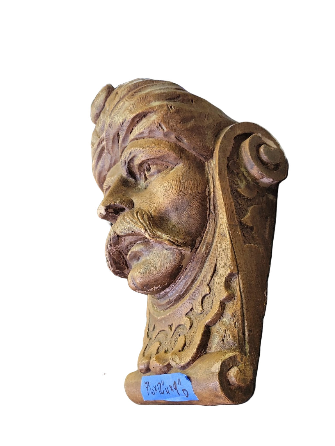 Wooden Nickel Cast Stone Corbel – Bearded Man Motif (1978)
