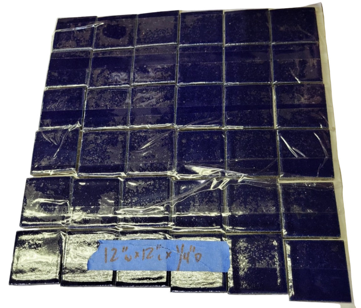 Cobalt Blue Ceramic Mosaic Tile – 2" Squares