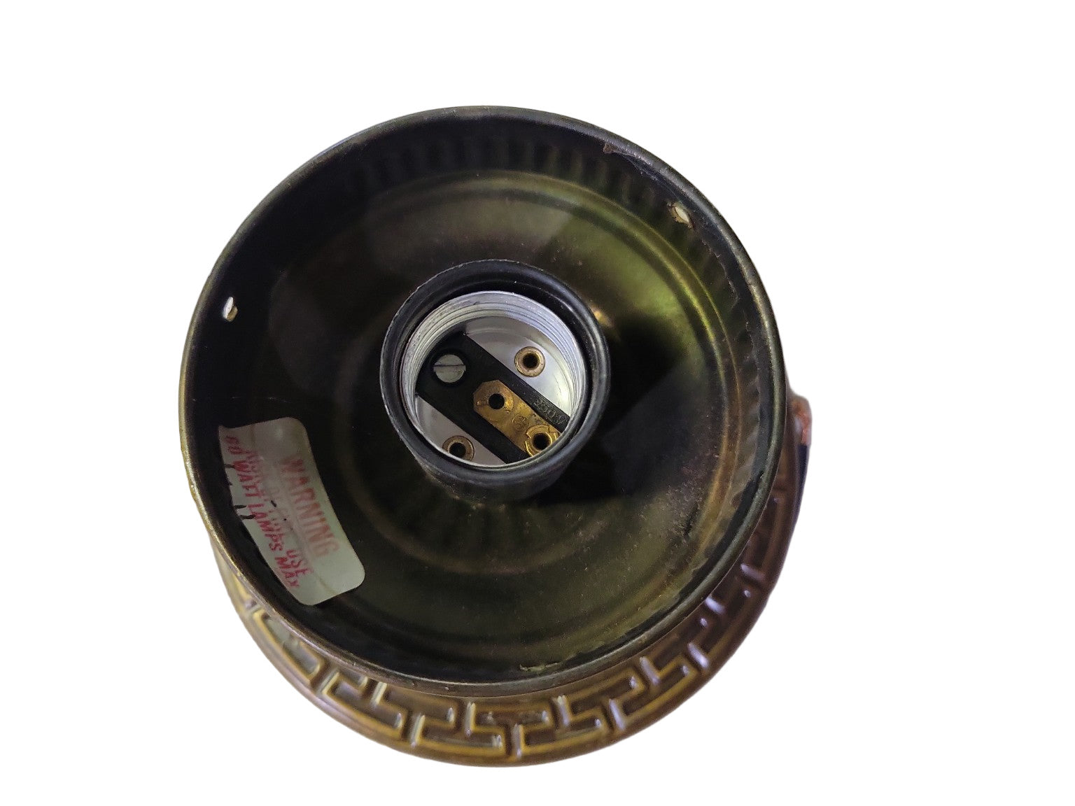 Vintage Greek Key Pattern Brass Ceiling Light Fixture Base – 5" Diameter