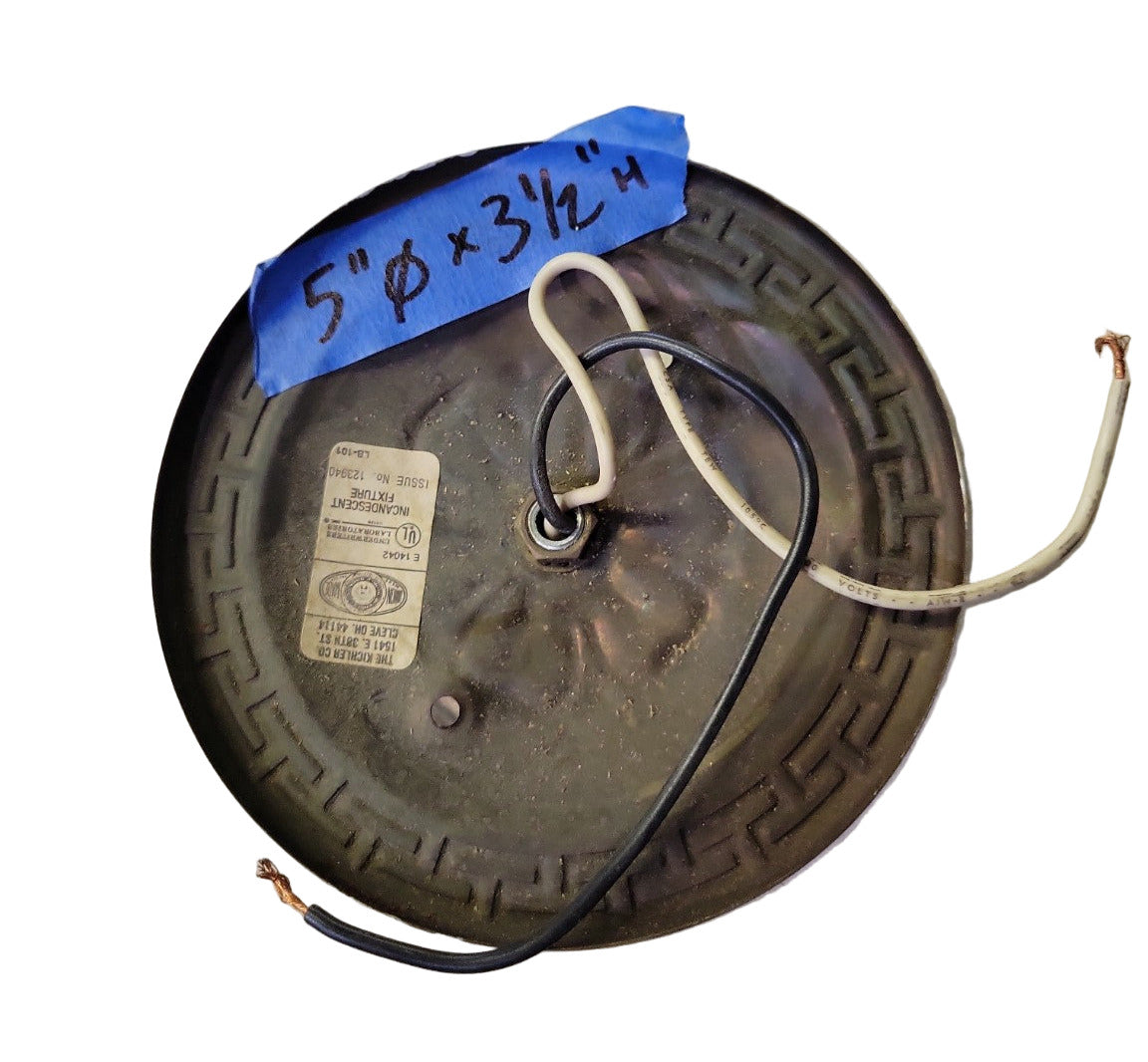 Vintage Greek Key Pattern Brass Ceiling Light Fixture Base – 5" Diameter