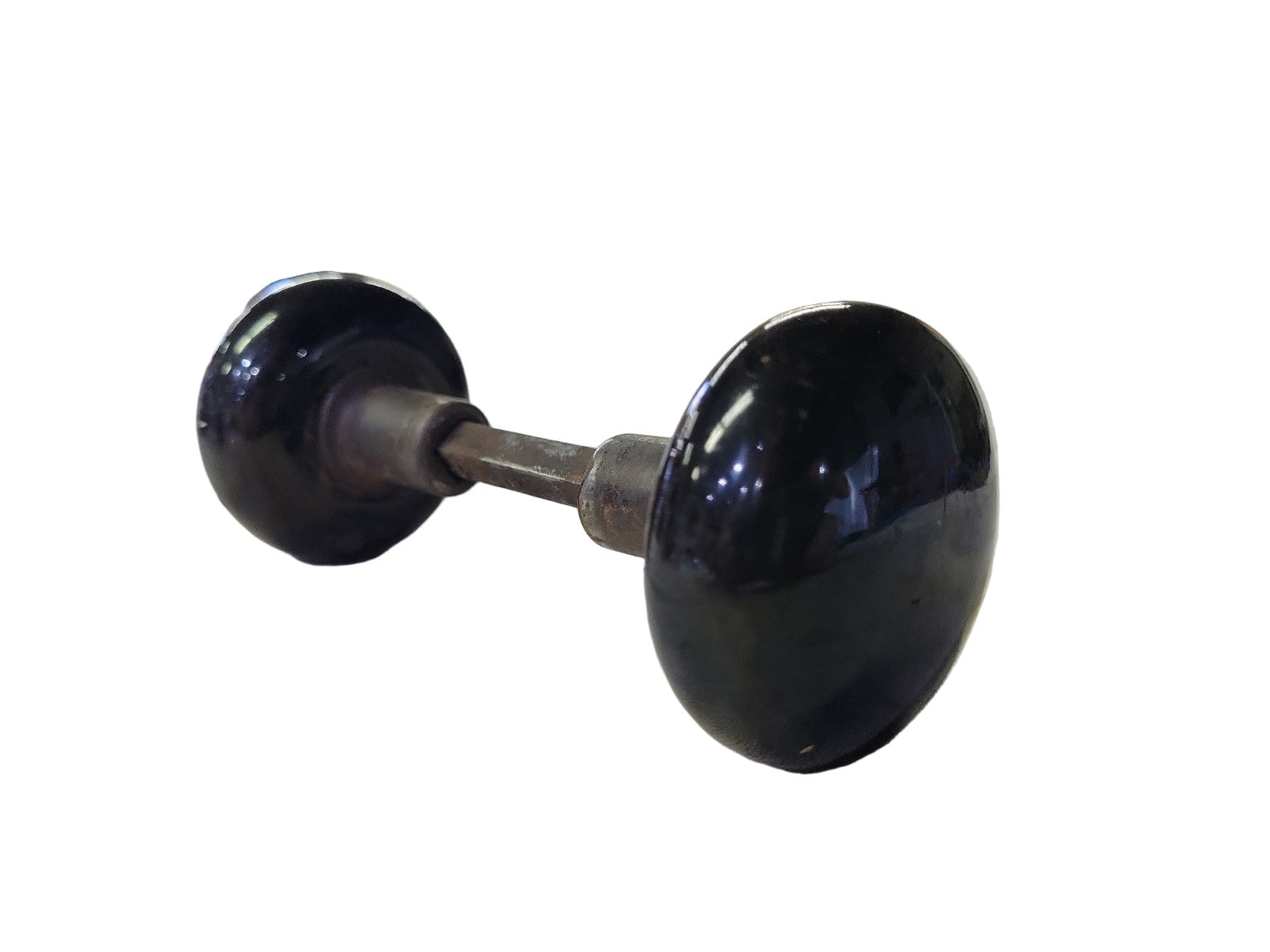 Antique Black Porcelain Door Knob Set – 2 1/4" Diameter x 4 1/2"