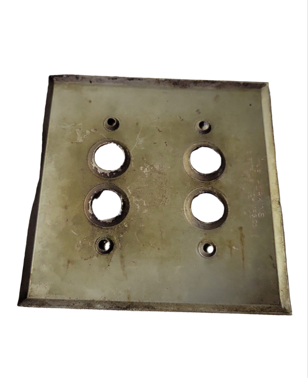 Vintage Brass Four-Button Push Light Switch Plate – 4 1/2" x 4 1/2"