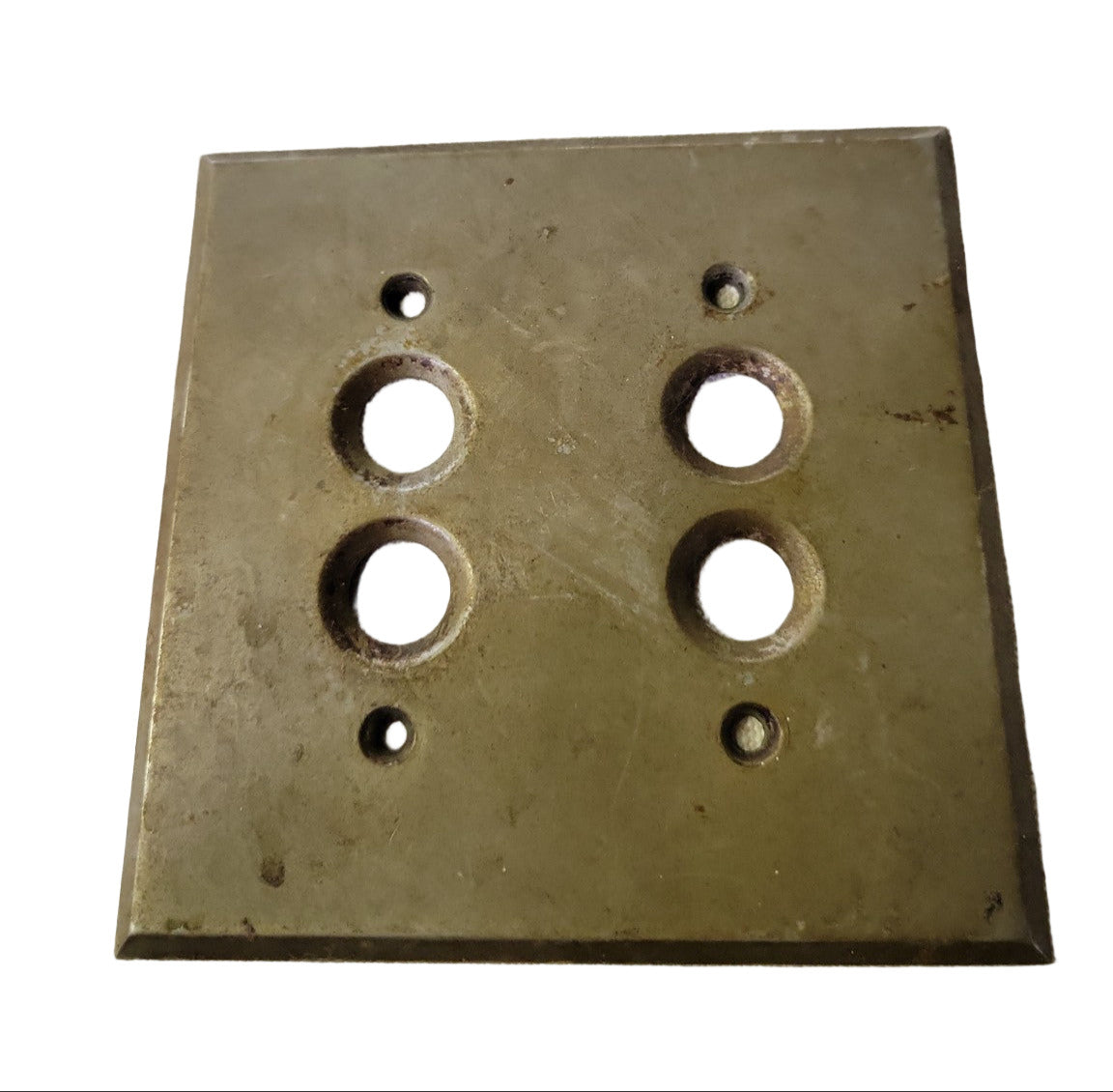 Vintage Brass Four-Button Push Light Switch Plate – 4 1/2" x 4 1/2"