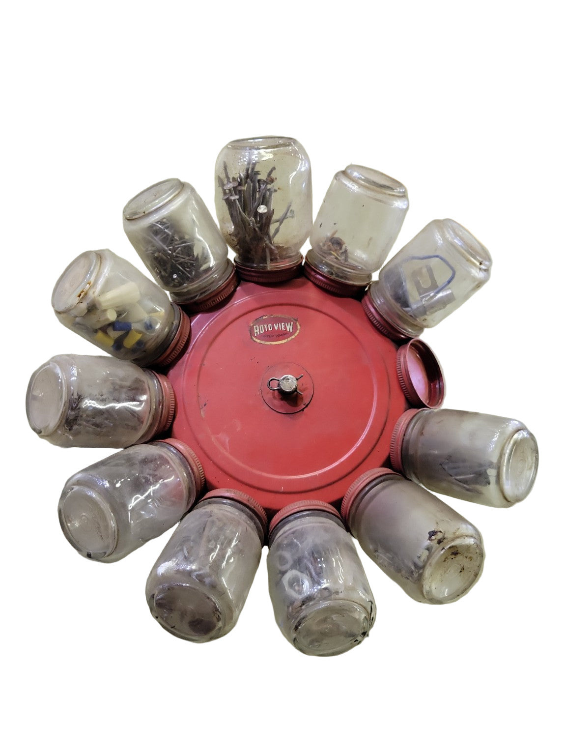Roto View Rotating Parts Organizer with 11 Glass Jars