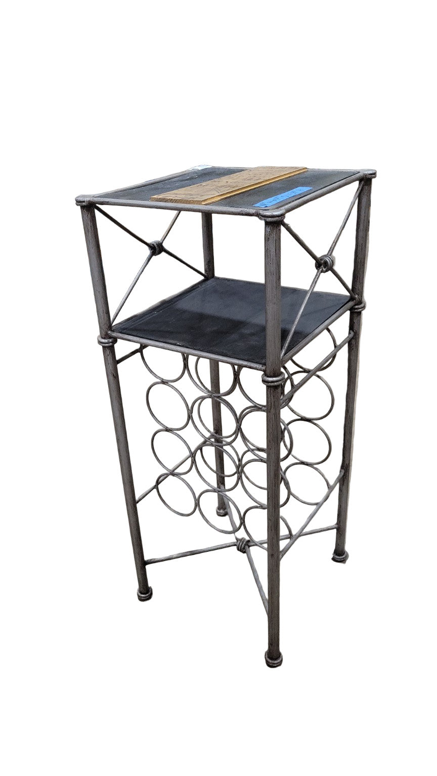 Vintage Metal Wine Rack Stand with Decorative Top