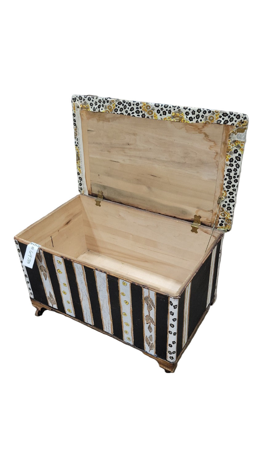 Decoupage Storage Trunk with Patterned Lid