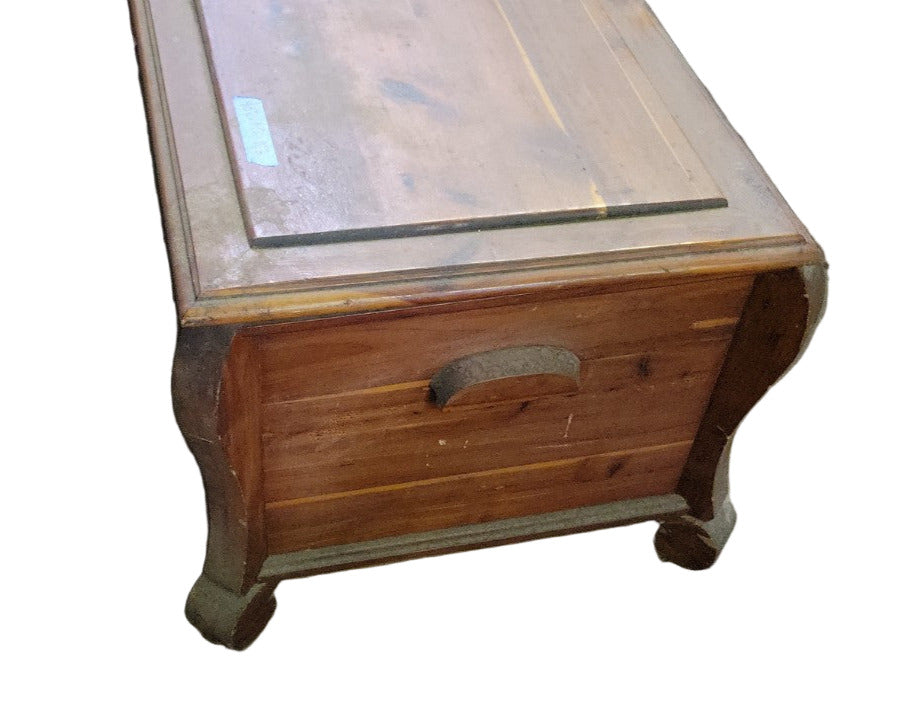 Antique Cedar Blanket Chest with Carved Feet – 48" x 19 ¼" x 19 ½"