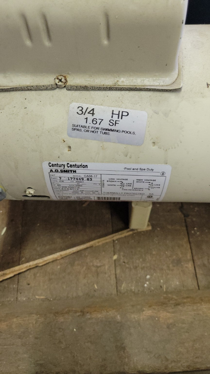 Century Centurion Pool & Spa Pump with A.O. Smith Motor– 3/4 HP