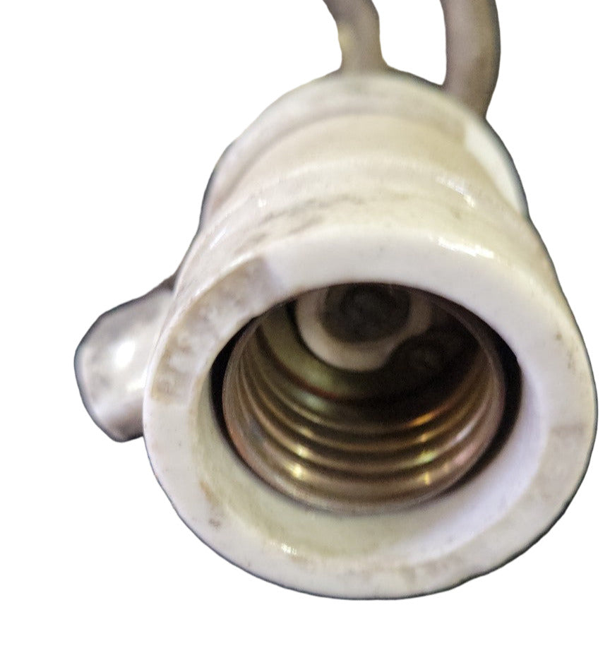 Vintage Porcelain Pendant Light Socket with Metal Canopy – Salvaged Industrial Lighting AS IS
