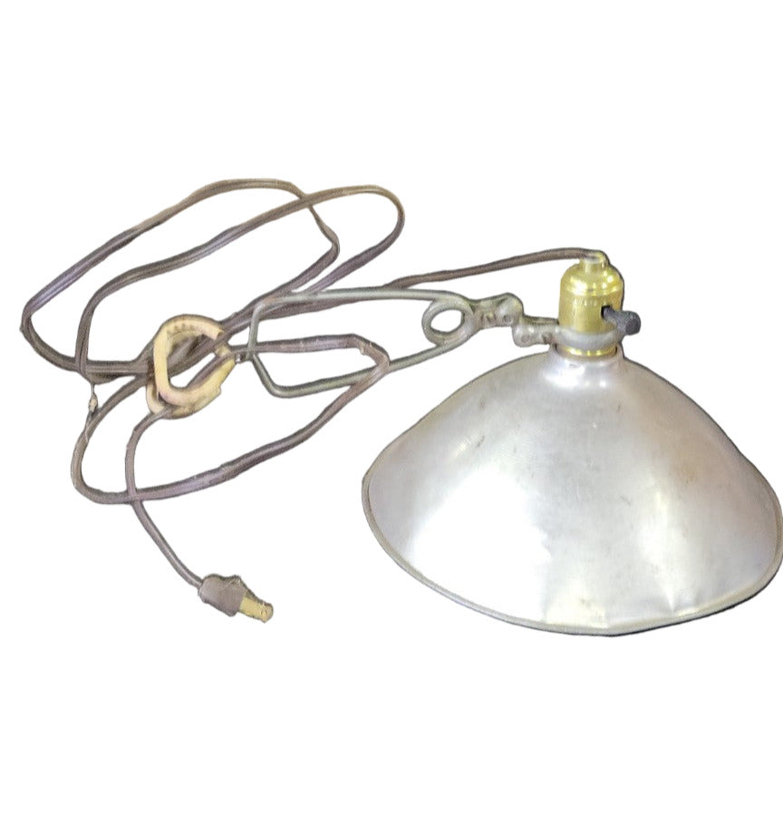 Vintage Leviton Pendant Light – Spun Aluminum Shade with Brass Socket