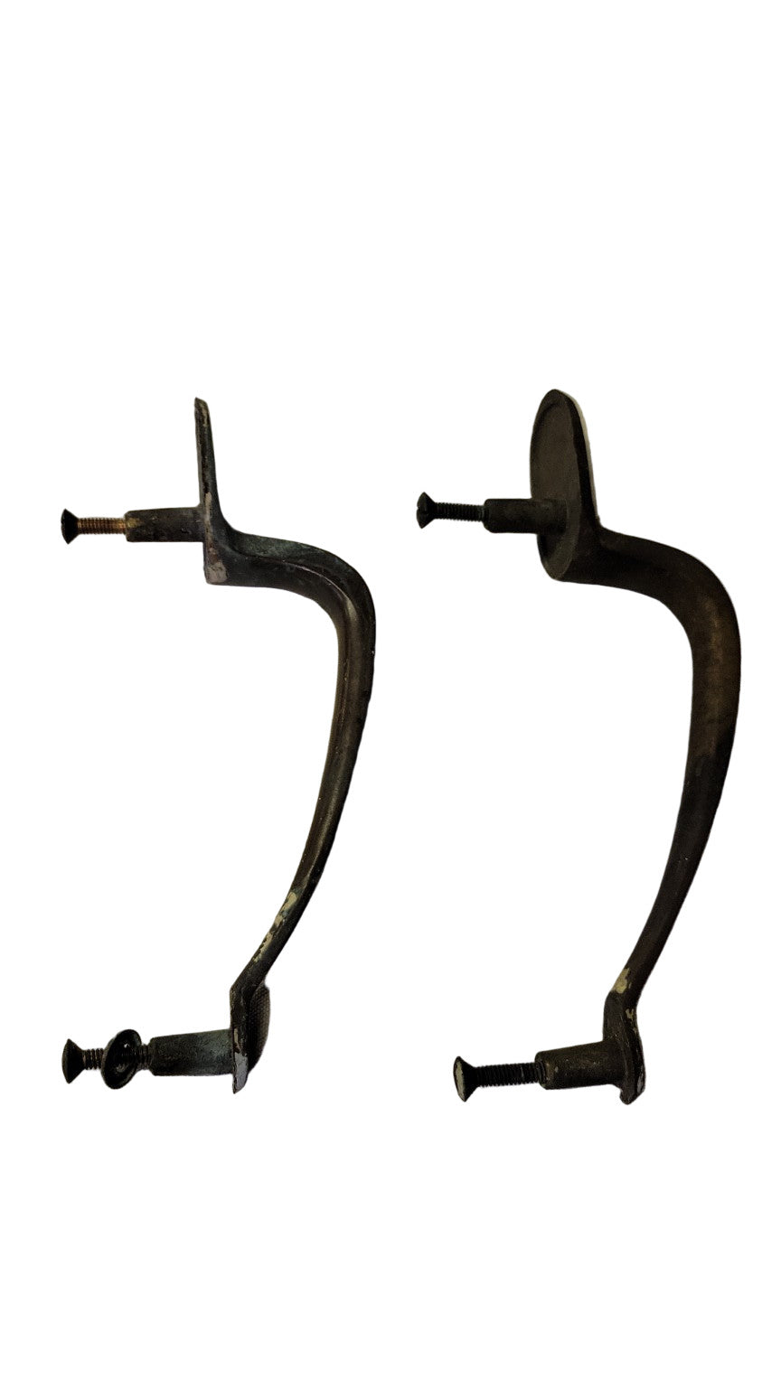 Pair of Vintage Solid Brass Offset Door Pull Handles – 9⅝″