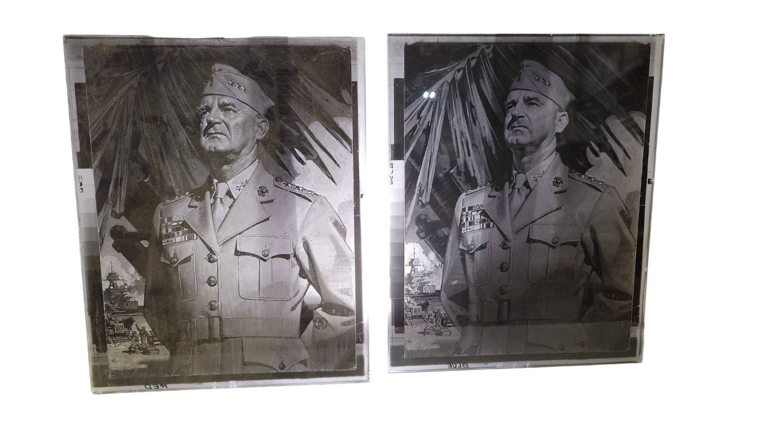 8x10 Military Portrait Photographic Glass Negatives – Set of 2