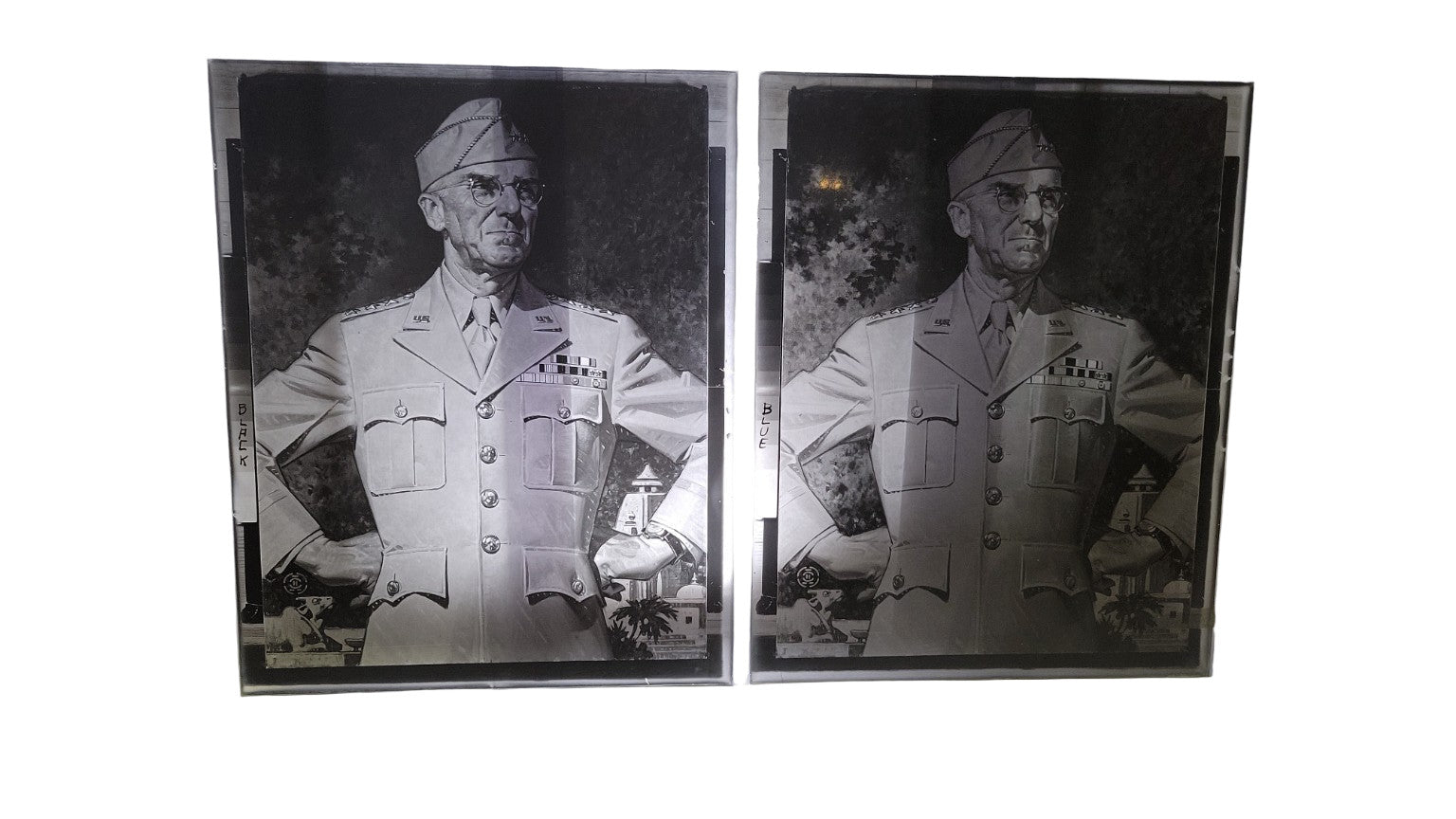 8x10 WWII-Era Military Portrait Photographic Glass Negatives – Set of 4