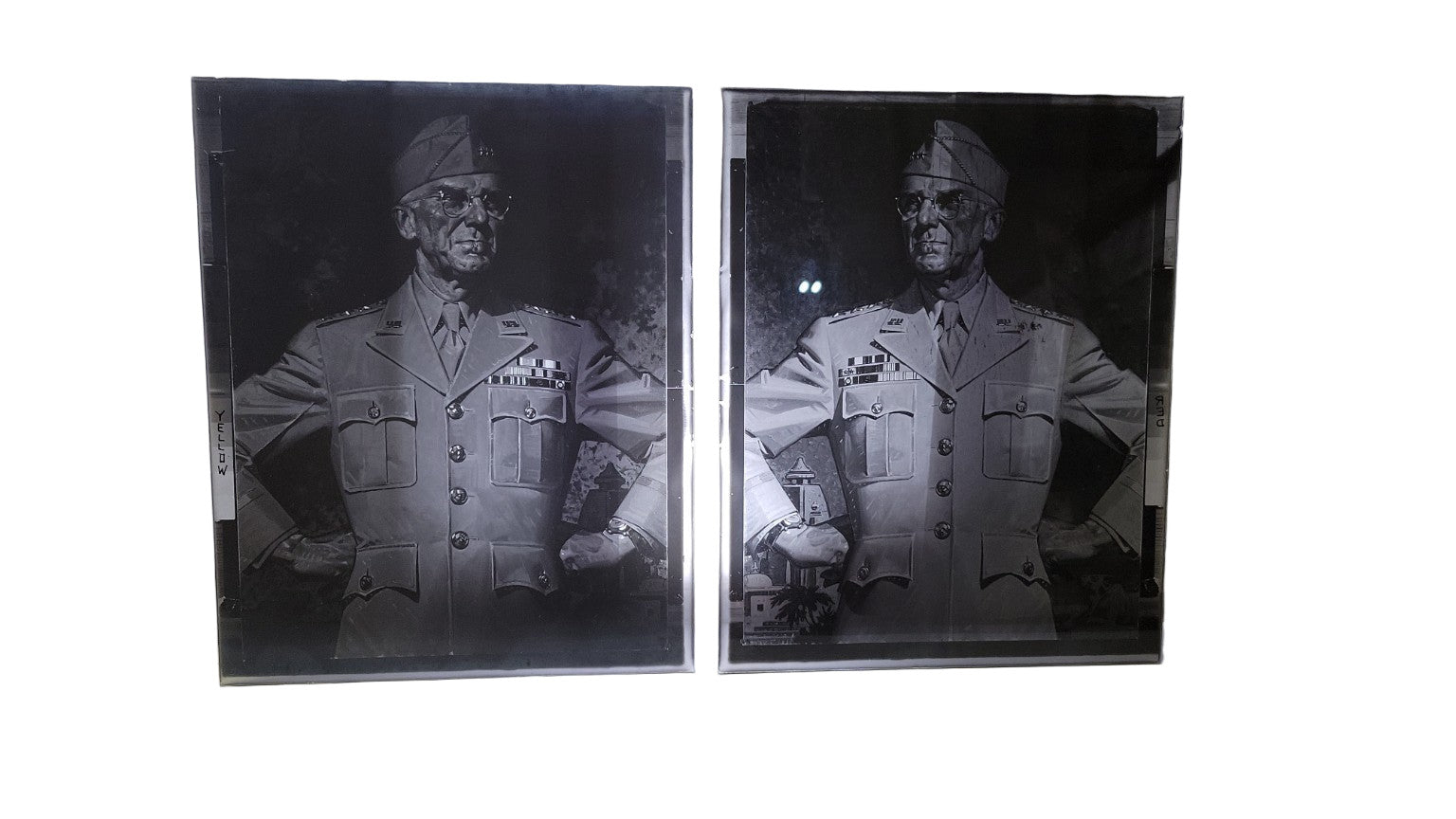 8x10 WWII-Era Military Portrait Photographic Glass Negatives – Set of 4