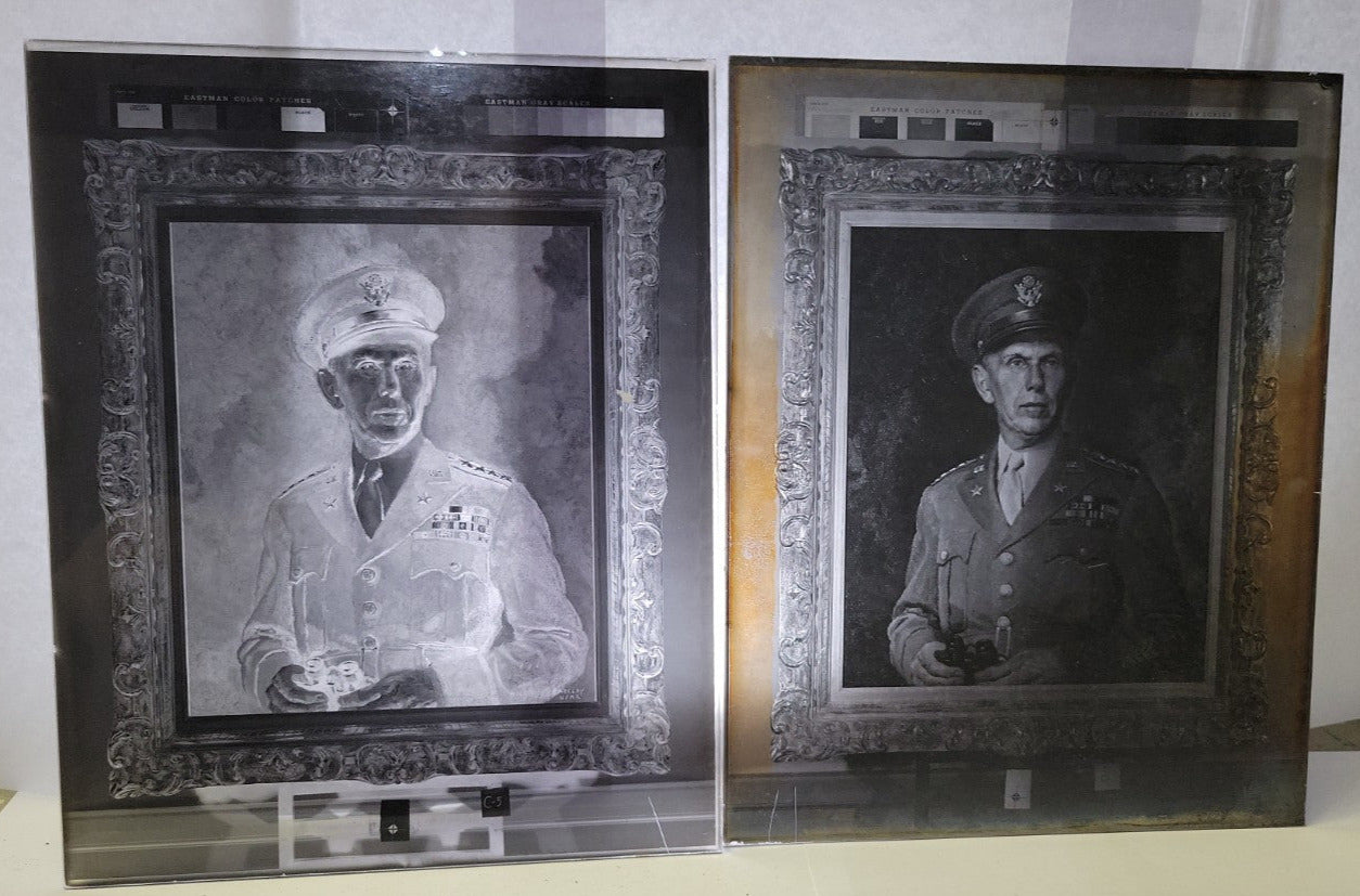 8"x10" Military Portrait Photographic Glass Negatives – Framed Painting Reproduction Plates – Set of 5