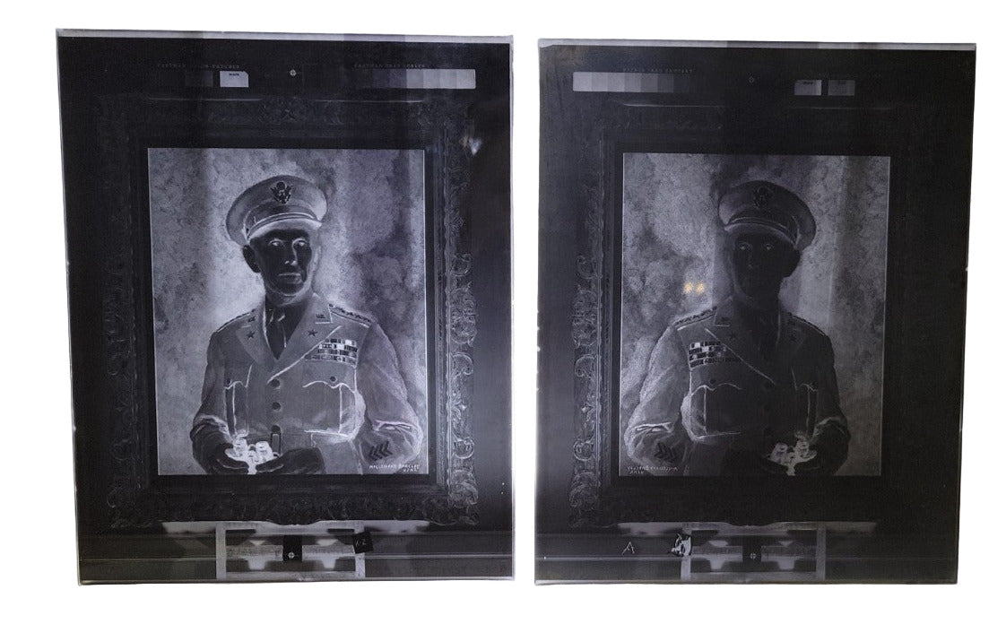 8"x10" Military Portrait Photographic Glass Negatives – Framed Painting Reproduction Plates – Set of 5