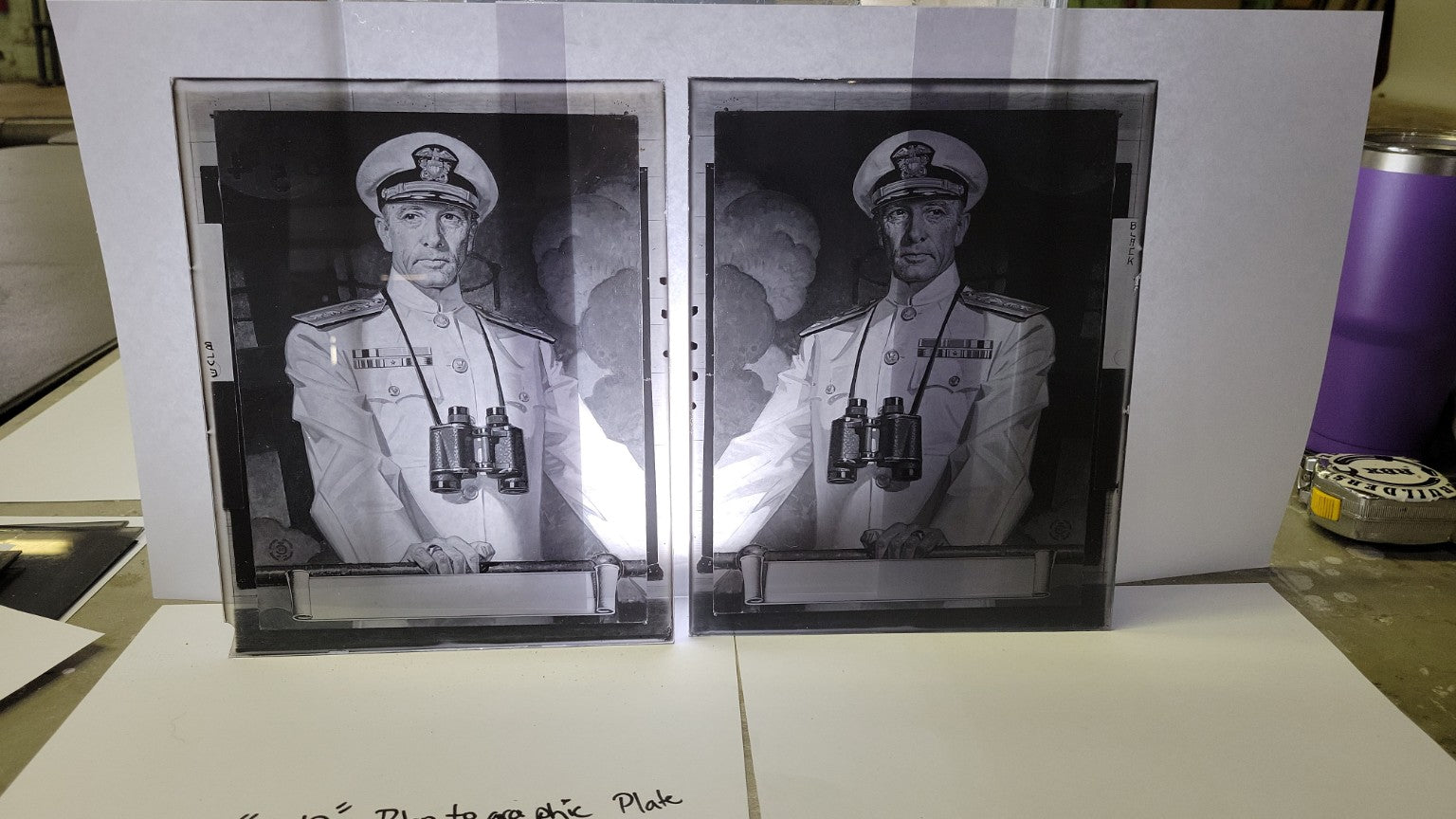 8"x10" Naval Officer Portrait Glass Negatives – CMYK Separation Set of 4