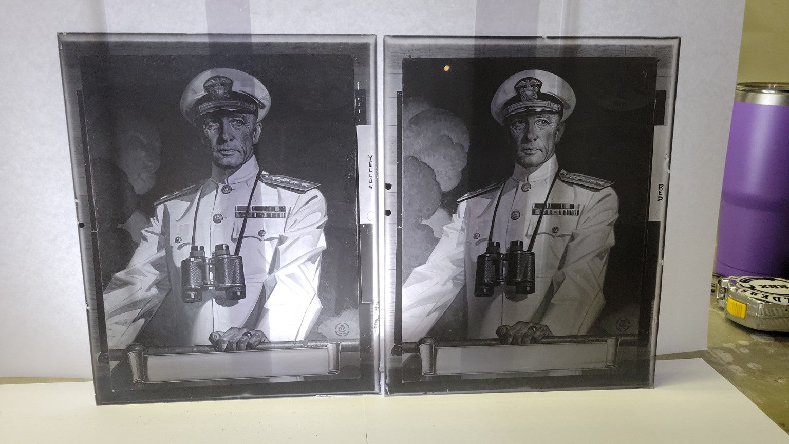 8"x10" Naval Officer Portrait Glass Negatives – CMYK Separation Set of 4