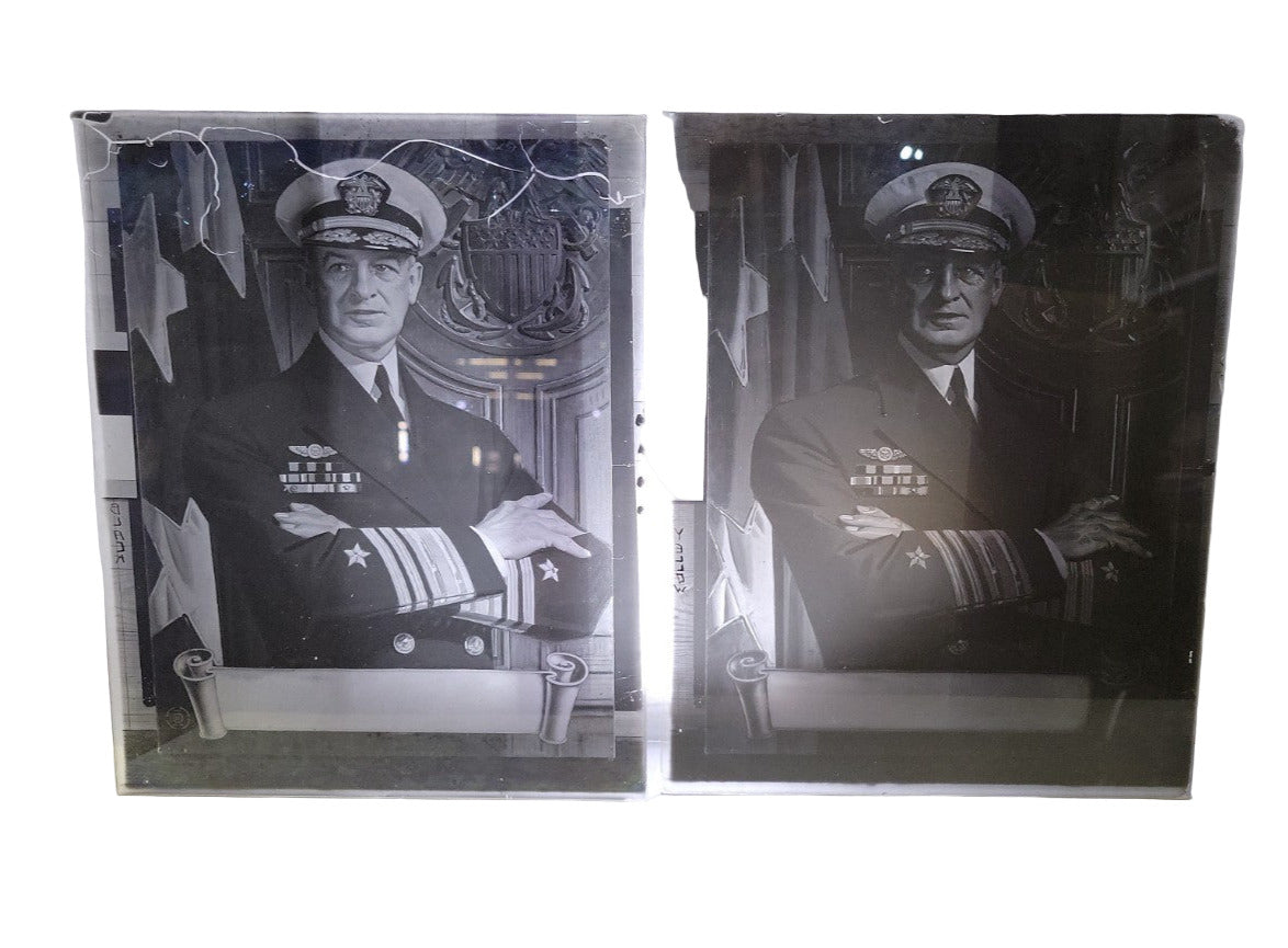 8"x10" Glass Negative Set – U.S. Navy Admiral Portrait – CMYK Separation Plates (Set of 4)